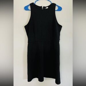 Divided By H & M Black Mini Dress Size 12 Side Cut Out Plus Sleeveless Zip